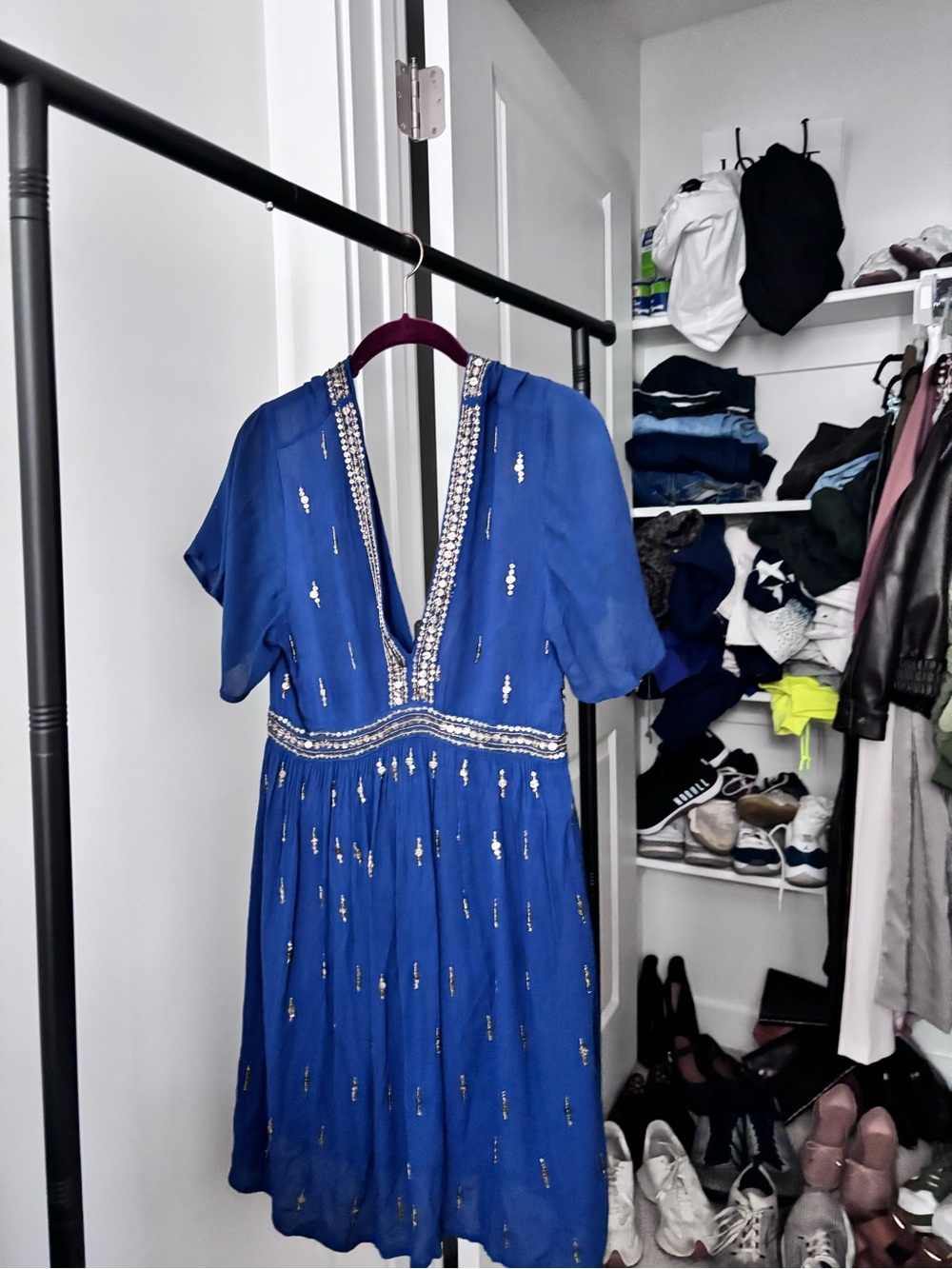 Altar'd State Royal Blue Embellished V-Neck Dress. Never worn.